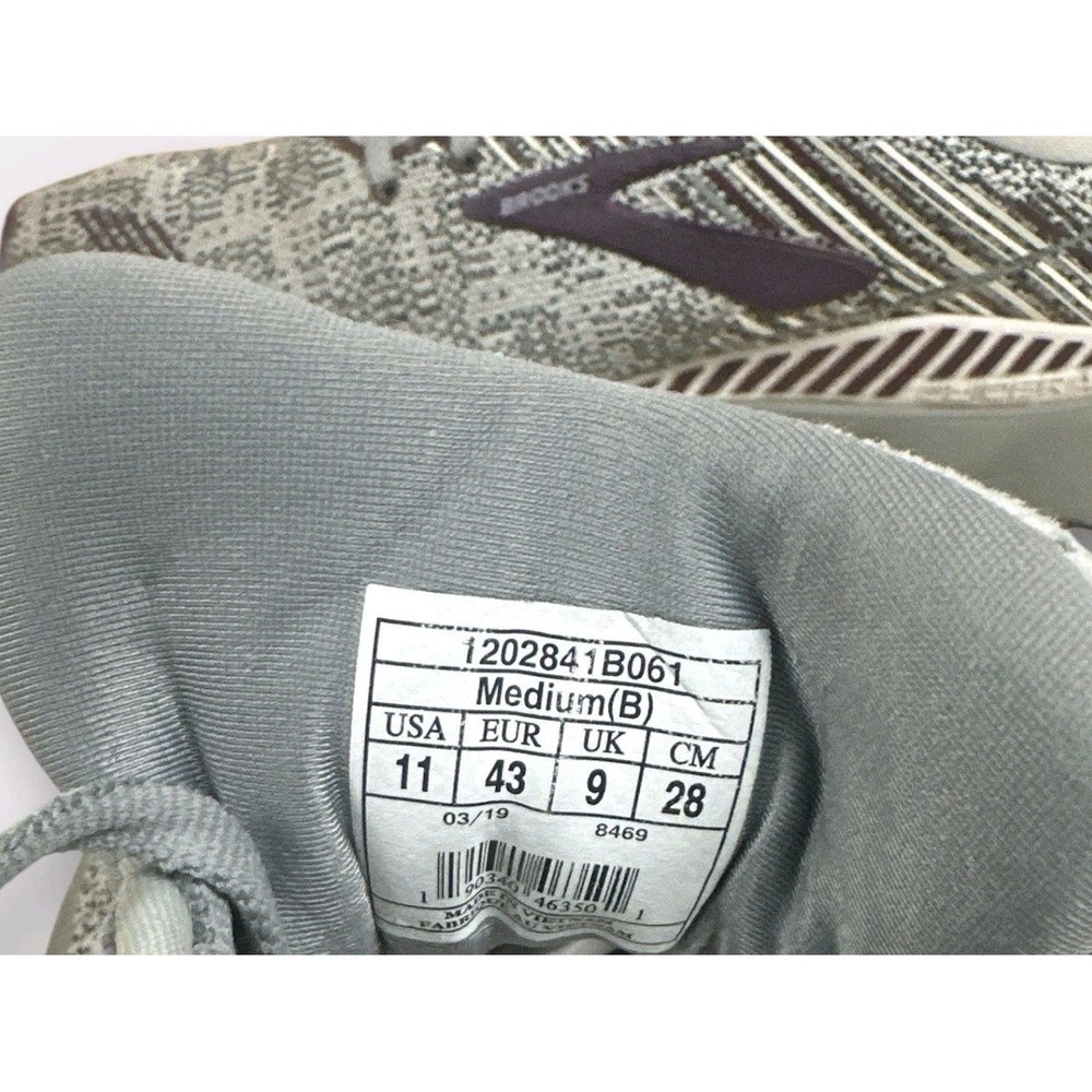 Brooks Womens Adrenaline GTS 19 Road Running Tennis Shoes Size 11 Gray Purple - Picture 8 of 9